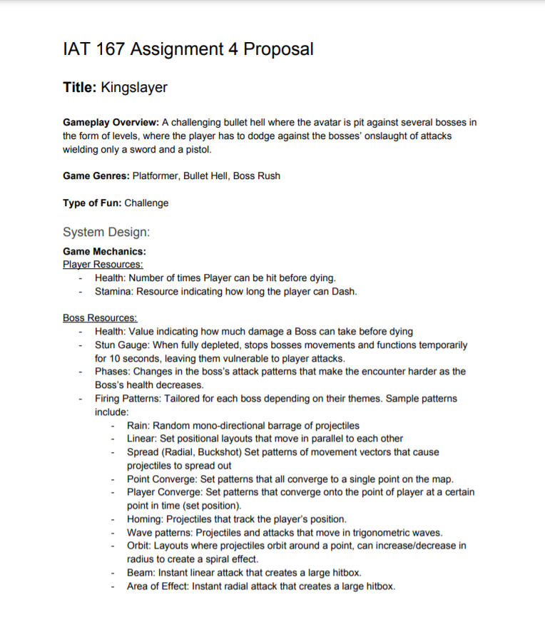 First page of Kingslayer proposal.